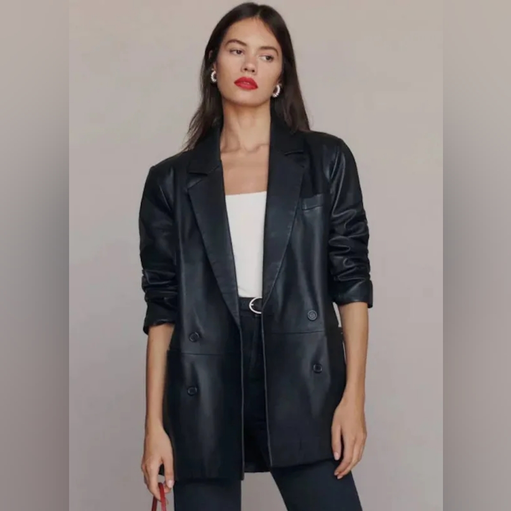 Reformation Veda Dalia Relaxed Leather Blazer
